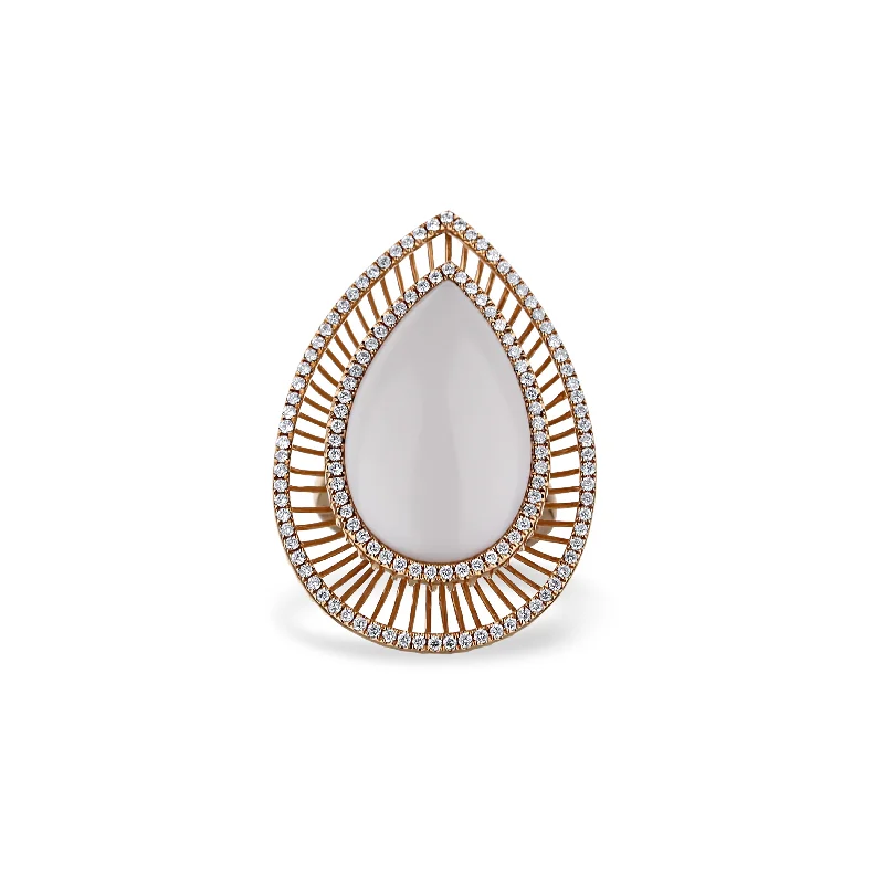 Dana Rebecca 14K Rose Gold Agate Pear Shape Ring