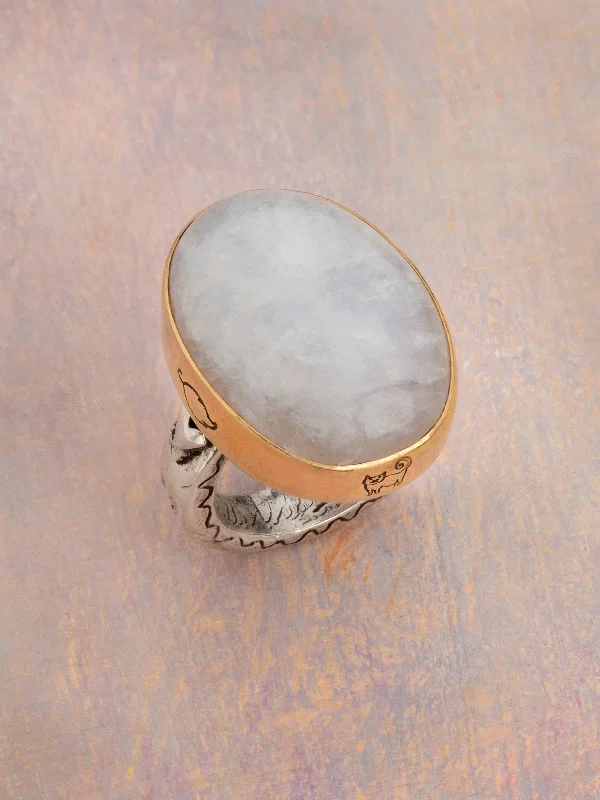 celestial moon and stars ring Dancing Moonbeam Ring