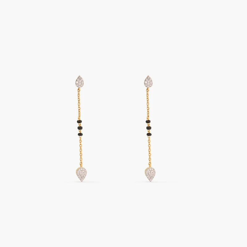 Dazzle CZ Silver Mangalsutra Drop Earrings