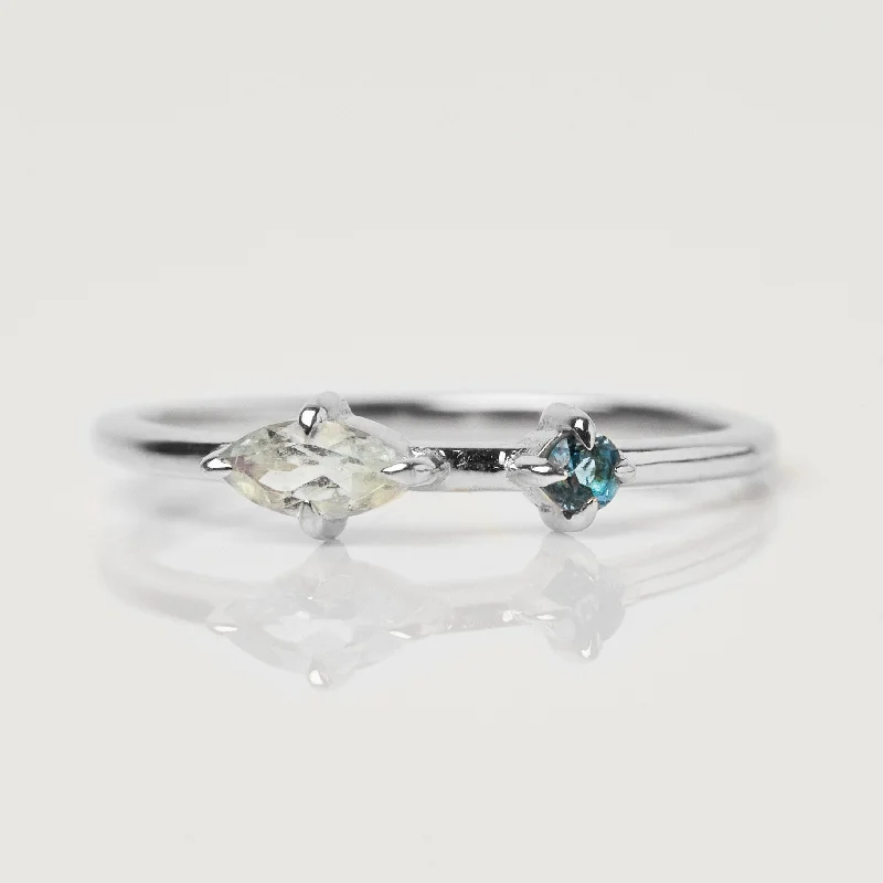 moonstone engagement ring boho Santorini Aquamarine & London Blue Topaz Stacking Band