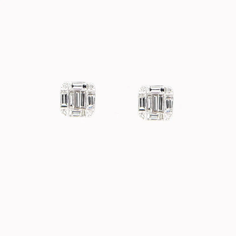 celestial moon and star bracelet Diamond Baguette Cluster Square Studs