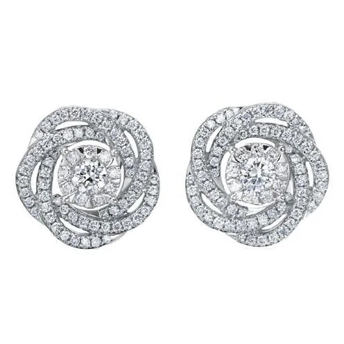 vintage-style floral brooch Diamond Bouquet Flower Earrings in White Gold .70 ct.