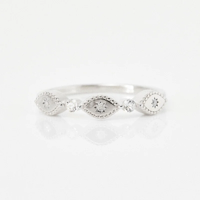aquamarine birthstone necklace March Diamond Evil Eye Stacking Ring