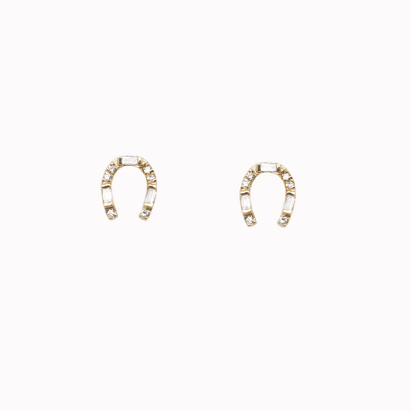 real opal ring for women Diamond Horseshoe Studs