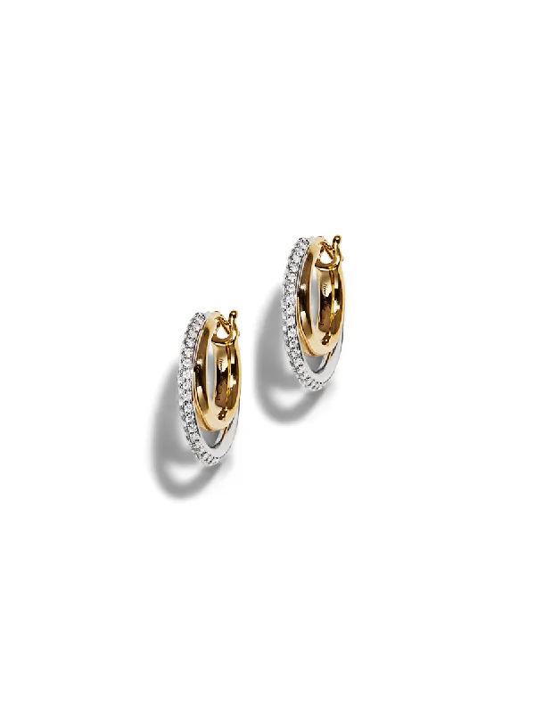 Diamond Hula Hoop Yellow Gold Earrings