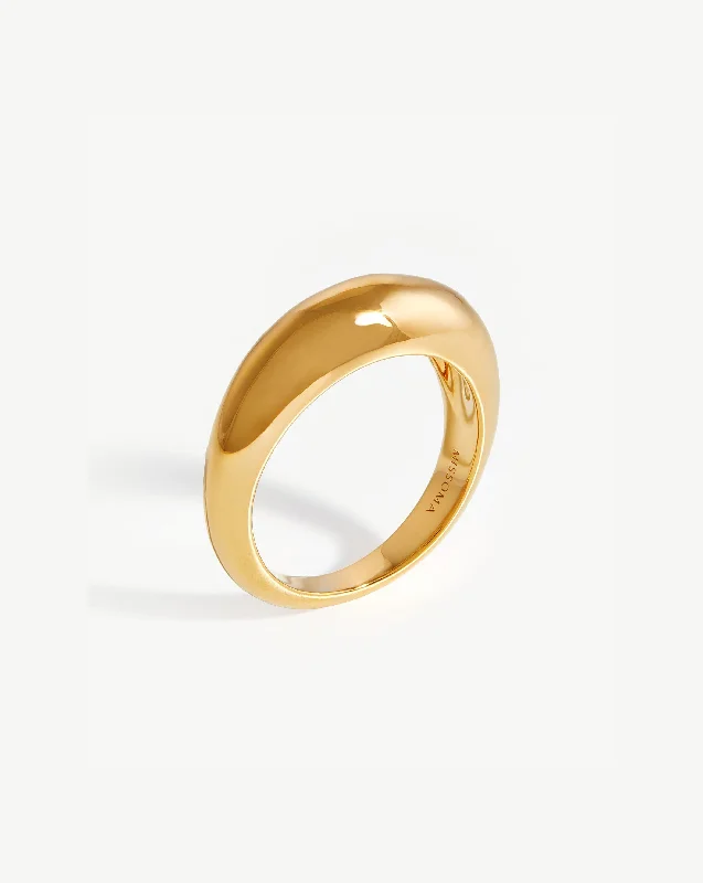 hand-stamped coordinates bracelet Dome Plain Ring | 18ct Gold Plated