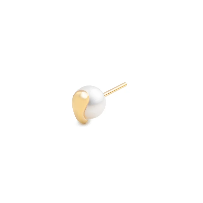 small diamond cross pendant "Drosera"  Akoya Pearl Earring