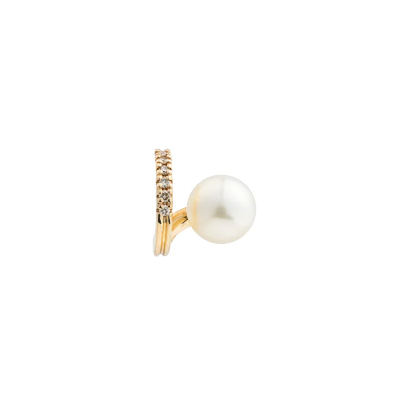 vintage diamond brooch pin "Drosera"  Diamond Akoya Pearl Earring for Left ear