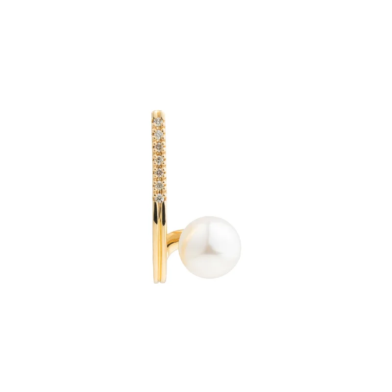 custom engraved infinity necklace "Drosera"  Diamond Akoya Pearl Earring for Left ear