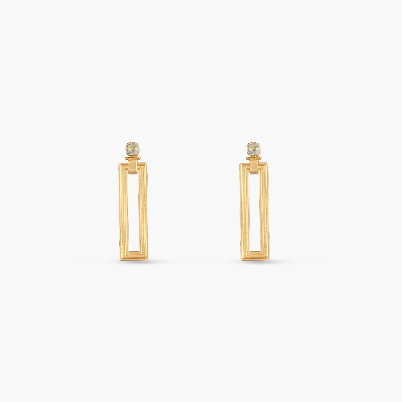 Dune Rectangular Silver Drop Earrings