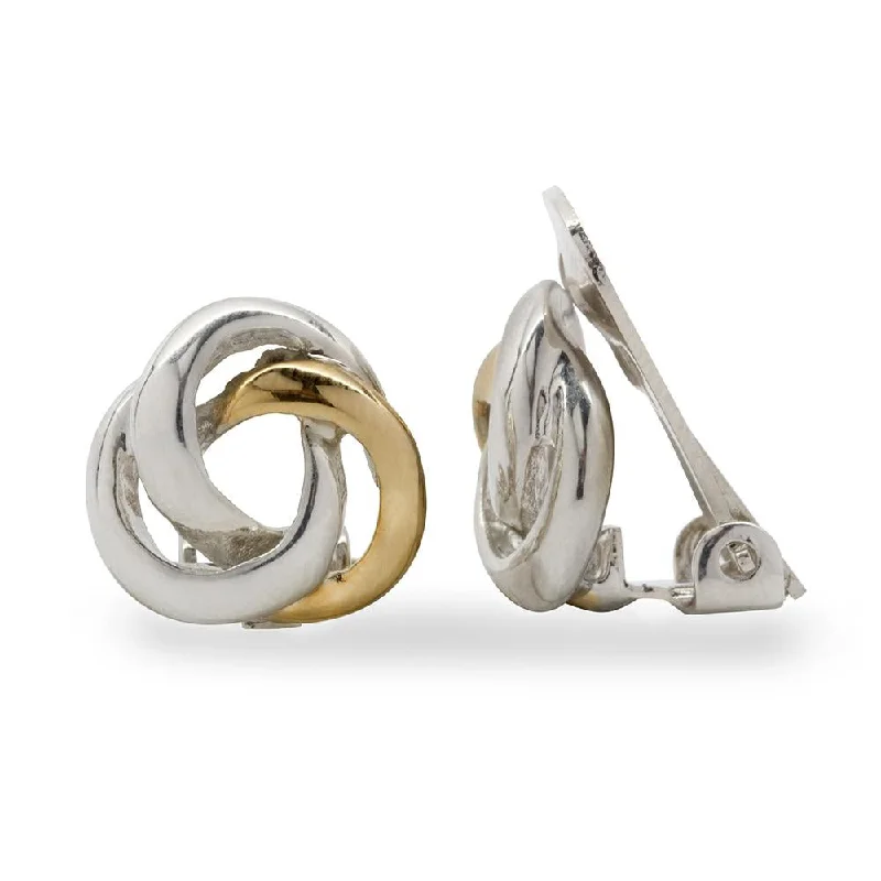 infinity loop ring rose gold Earrings ClipOn Knot Two Tone