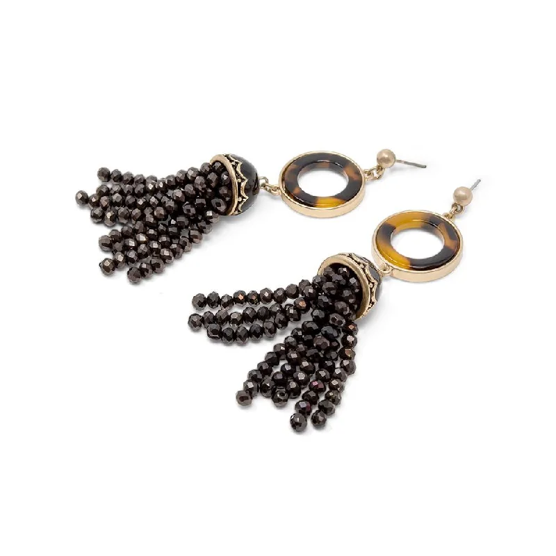 custom gold name necklace Earrings Turtle Enamel Black Bead Tassel