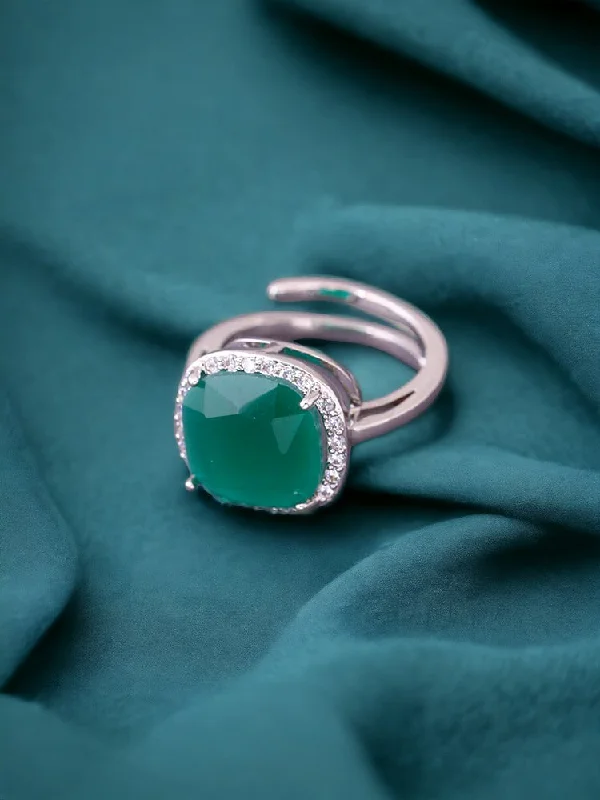 simple crescent moon ring Emerald Aggeliki Adjustable Ring