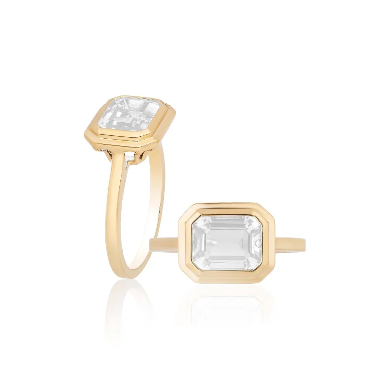 Emerald Cut Bezel Set Ring