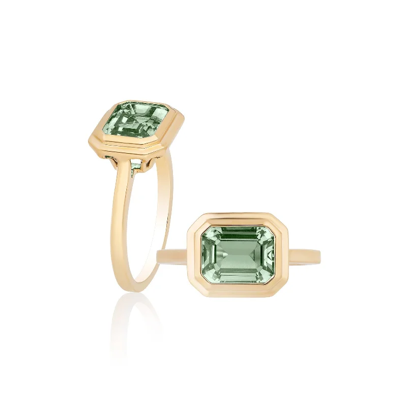 Emerald Cut Bezel Set Ring