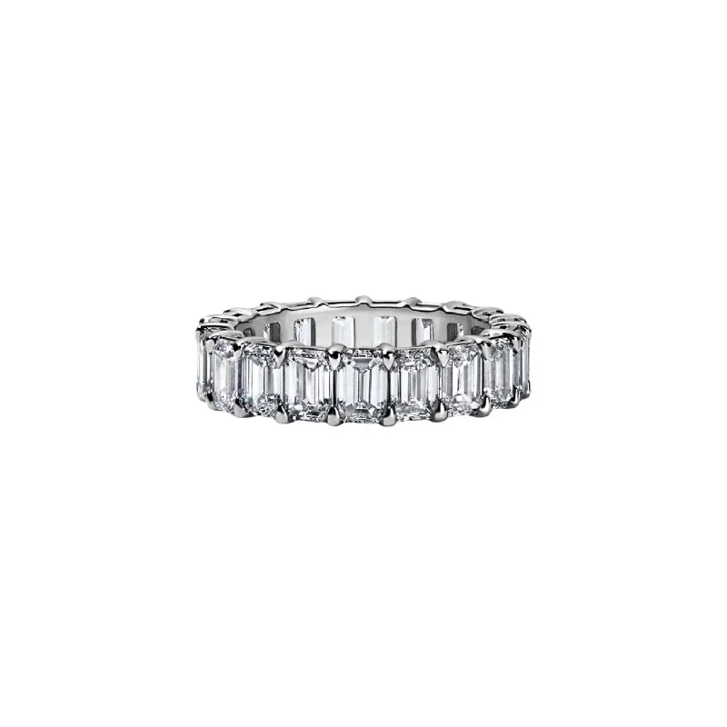 unique crystal bar necklace Emerald Cut Eternity Band 5.22ct