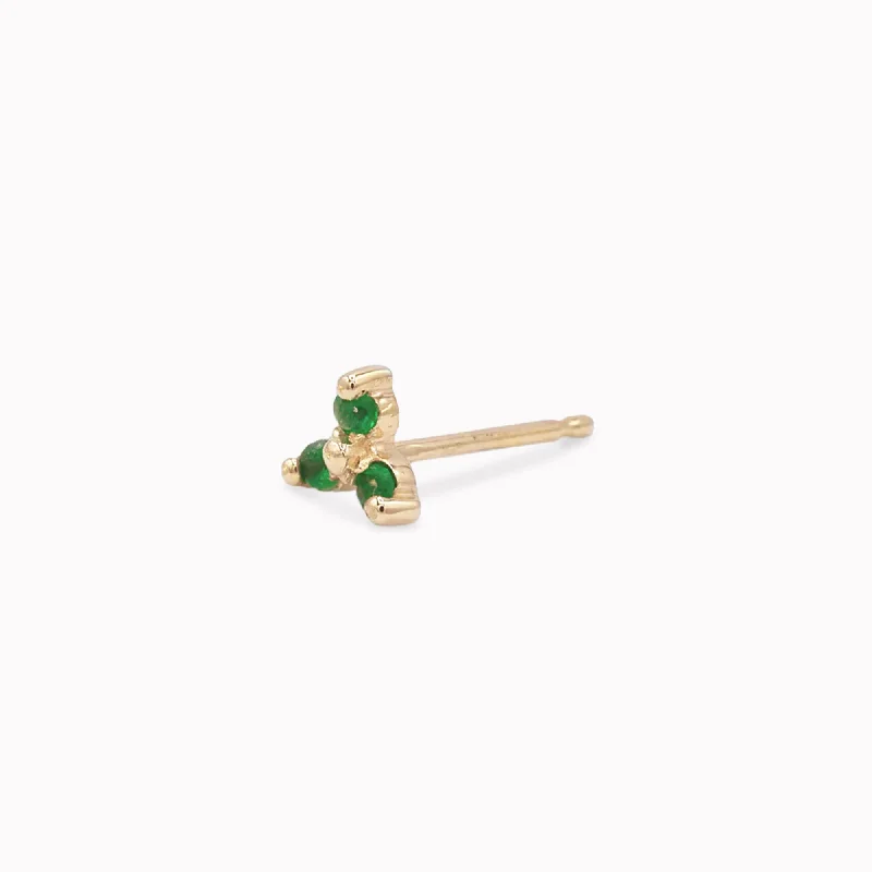 minimalist cubic zirconia earrings Emerald Trio Stud
