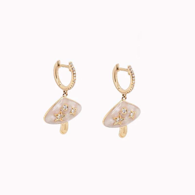colorful gemstone engagement ring Enamel Mushroom Charm Dangle Huggies