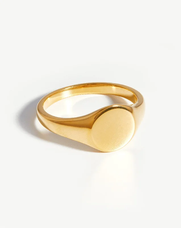 infinity heart necklace personalized Engravable Round Signet Ring | 18ct Gold Vermeil