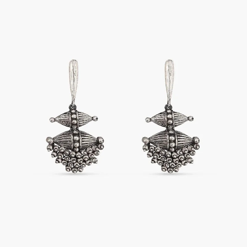 Enya Tribal Silver Drop Earrings