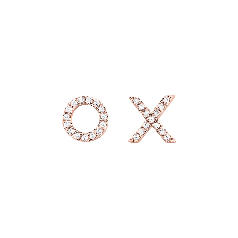 Rose Gold and Diamond "XO" Stud Earrings