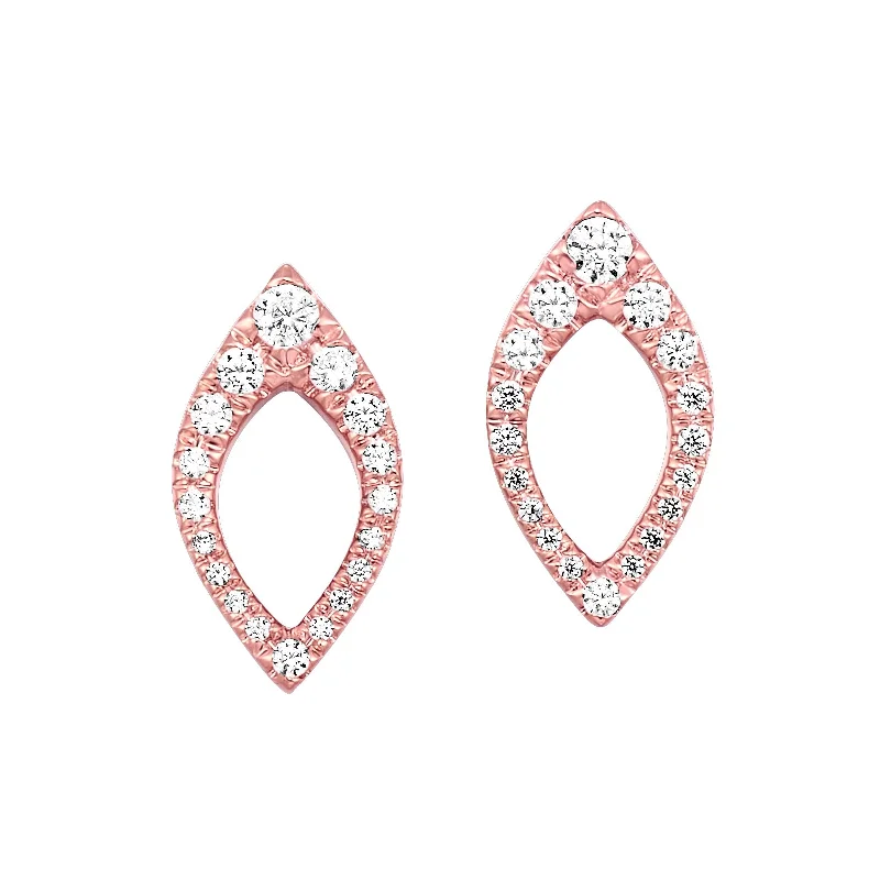 14K Rose Gold and Diamond Stud Earrings