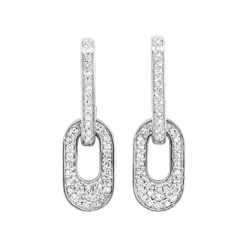 White Gold and Diamond Dangle Drop Earrings