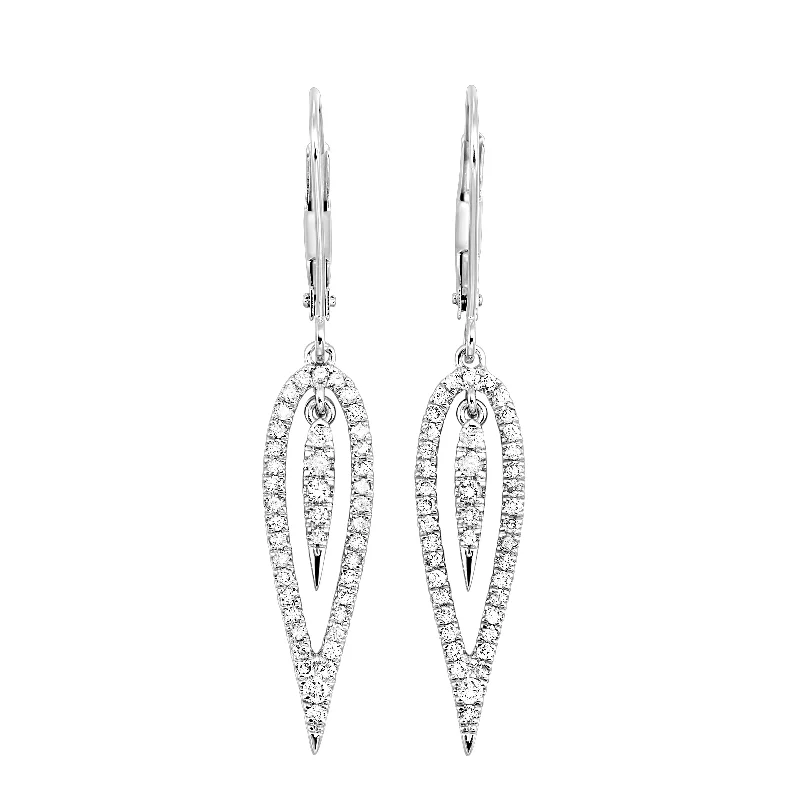 14K White Gold and Diamond Dangle Earrings