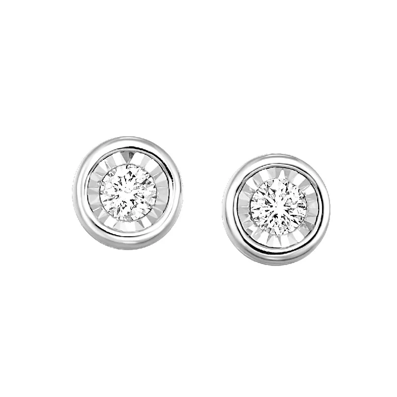 White Gold and Diamond Bezel Earrings