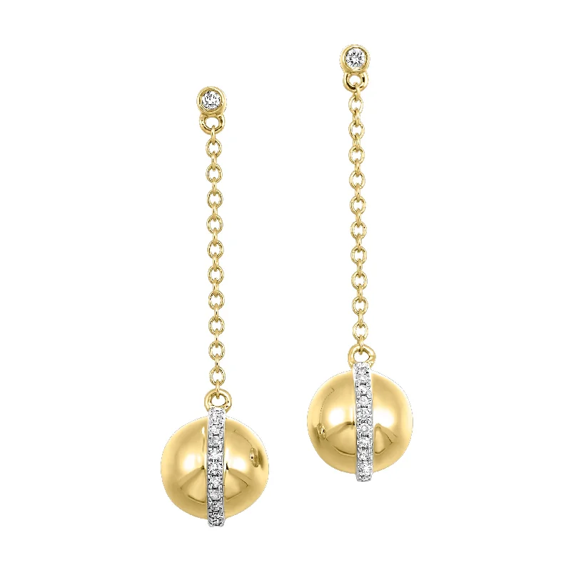 Yellow Gold and Diamond Dangle Drop Earrings