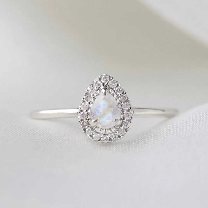 delicate chain necklace gold Estelle Moonstone & Diamond Ring