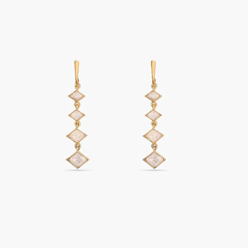 Eva Gold Plated Moissanite Silver Drop Earrings