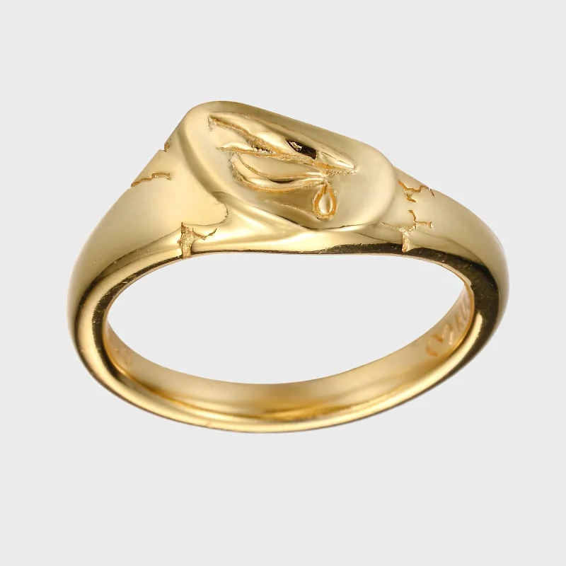 handmade ceramic bead bracelet Fallen Angel Tear - Gold Ring