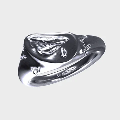 delicate floral wedding band Fallen Angel Tear - Ring