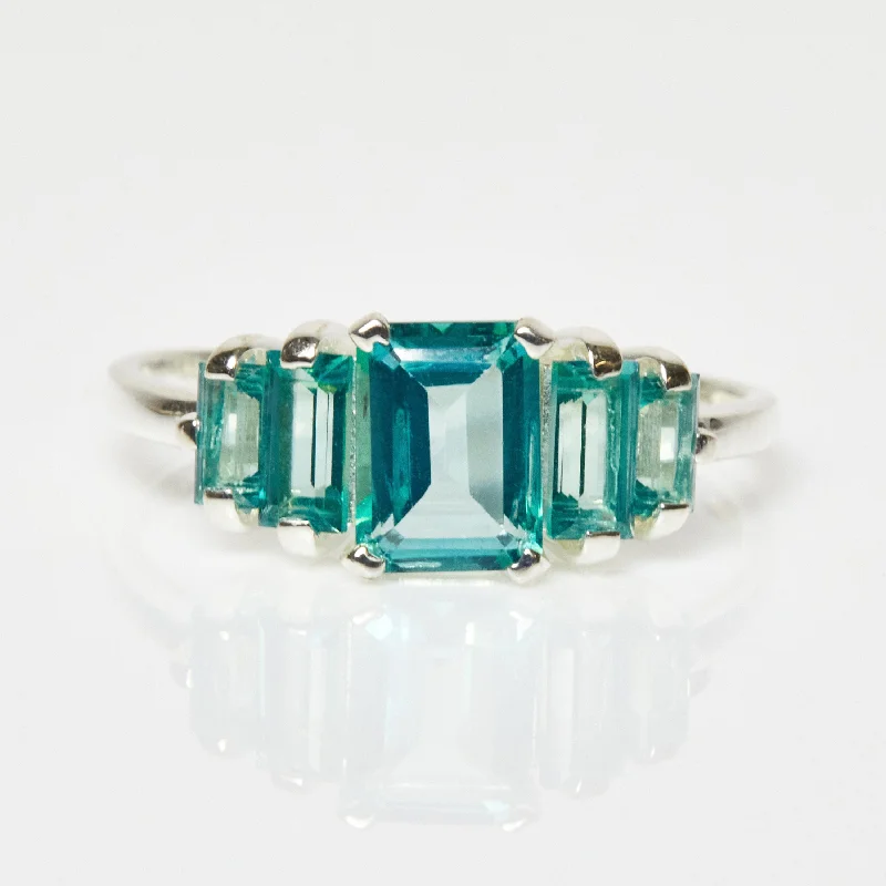 ethical lab-grown diamond ring Fern Green Topaz Deco Ring