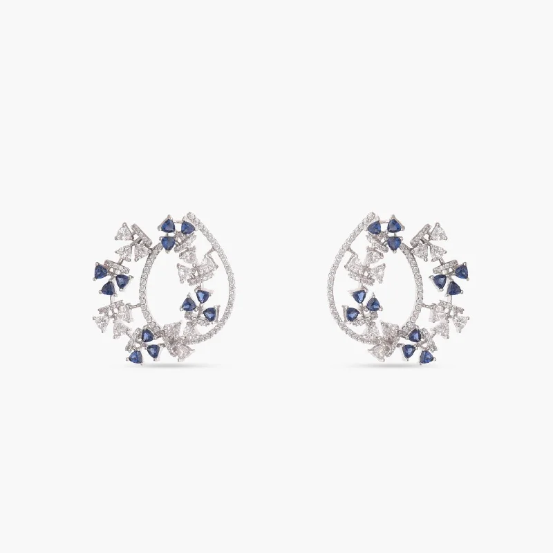 Floral Wreath CZ Silver Earrings