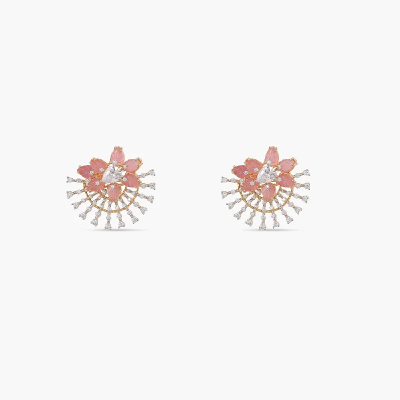 Garden Floral Serenity CZ Silver Stud Earrings