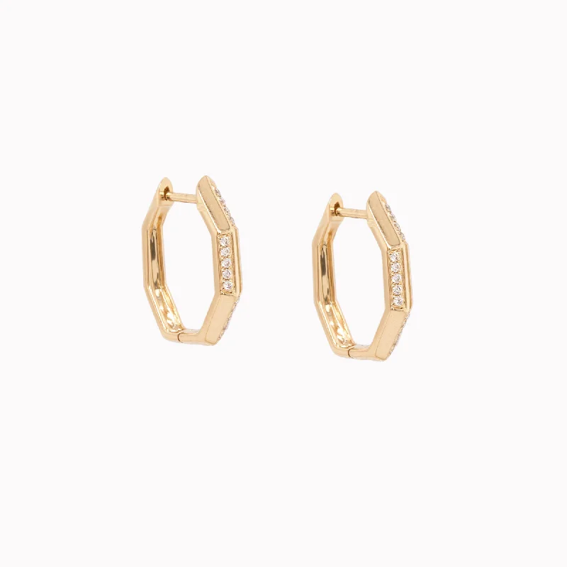 minimalist crystal quartz ring Geometric Diamond Hoops