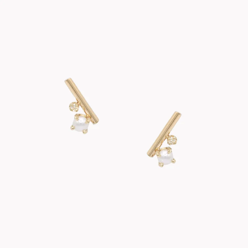 dainty beaded stretch bracelet Pearl & Diamond Bar Studs