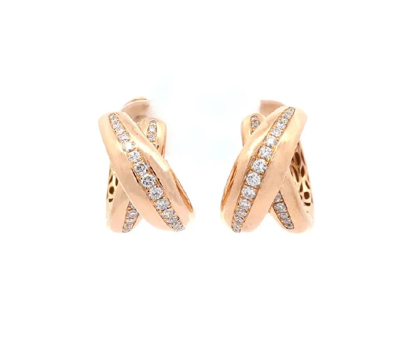 simple engraved wedding ring Giorgio Visconti 0.30ctw Diamond Crossover Hoop Earrings in 18K