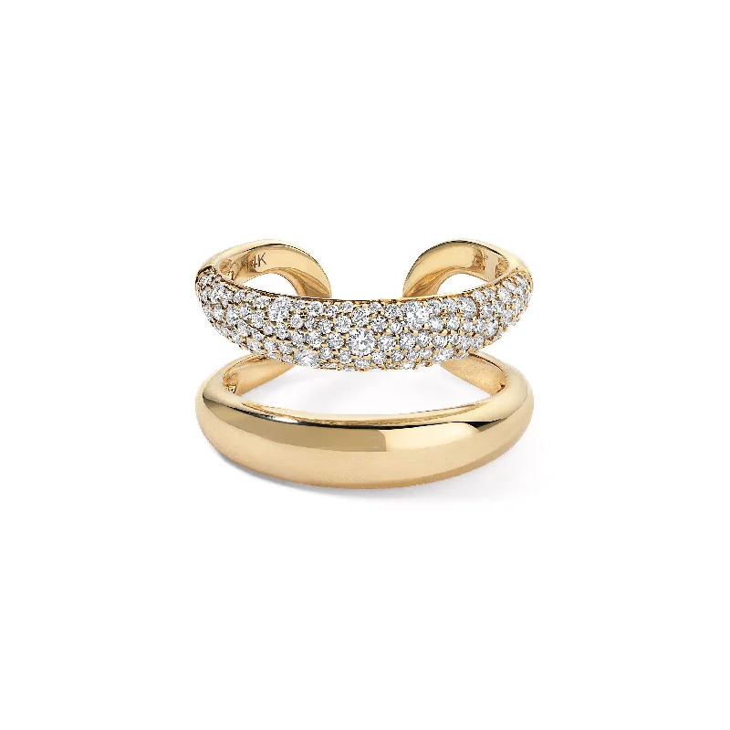delicate chain necklace gold Gold and Diamond Double Domed Ring