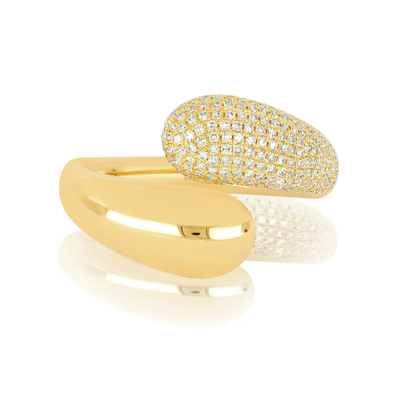 classic diamond solitaire earrings Gold and Diamond Jumbo Double Dome Ring