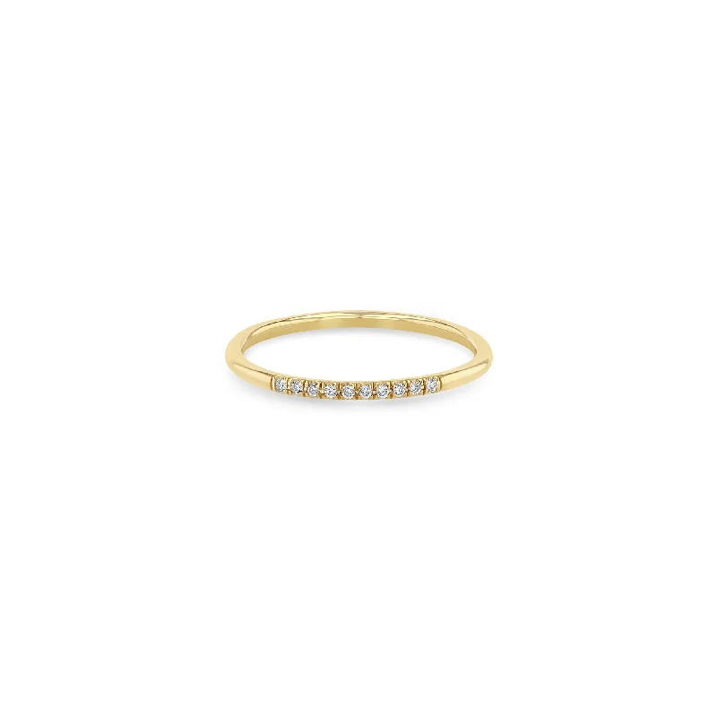 modern hexagon stud earrings Gold Band Ring with 10 Pave Set Diamonds
