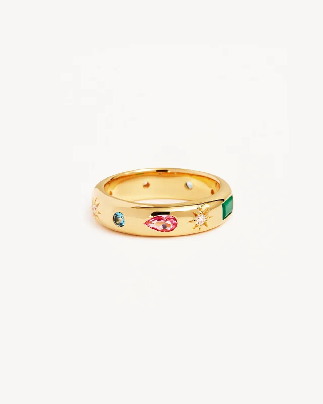 dainty gemstone chain bracelet 18k Gold Vermeil Connect to the Universe Ring