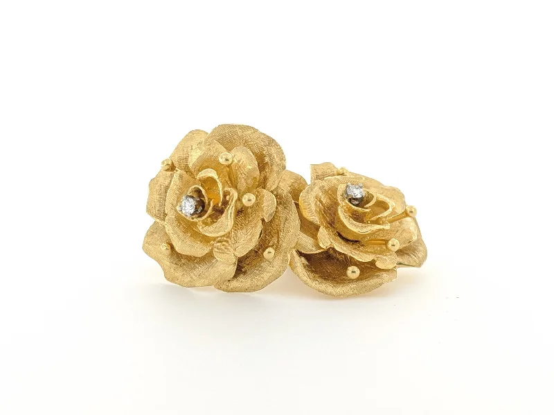 infinity couple’s ring matching set Gold Flower Earrings