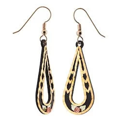 personalized initial ring stackable Gold Leaf Black Earrings