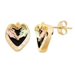 simple crystal earrings Gold Onyx Heart Earrings