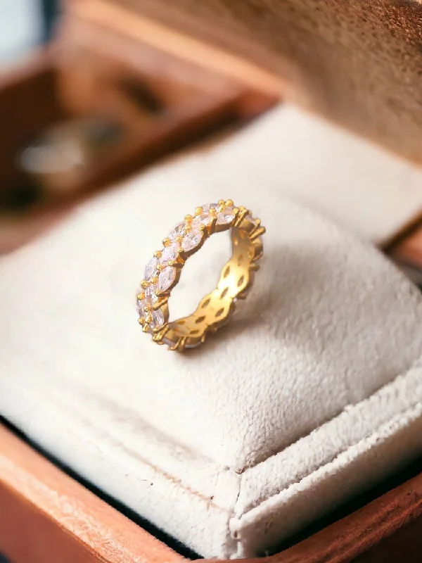 gold and turquoise statement ring Golden Vishram Zirconia Ring