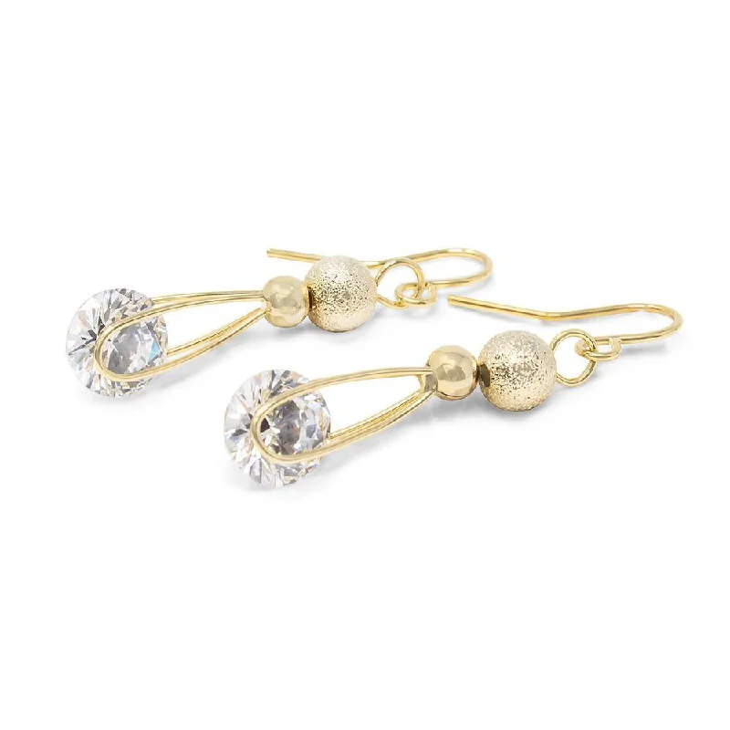 genuine ruby ring women Gold Plated Single Cubic Zirconia Drop Earrings