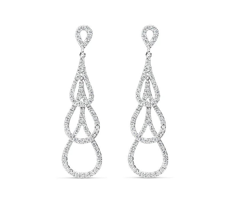 round-cut blue sapphire earrings GRADUATED TRIPLE TEAR DROP EARRINGS